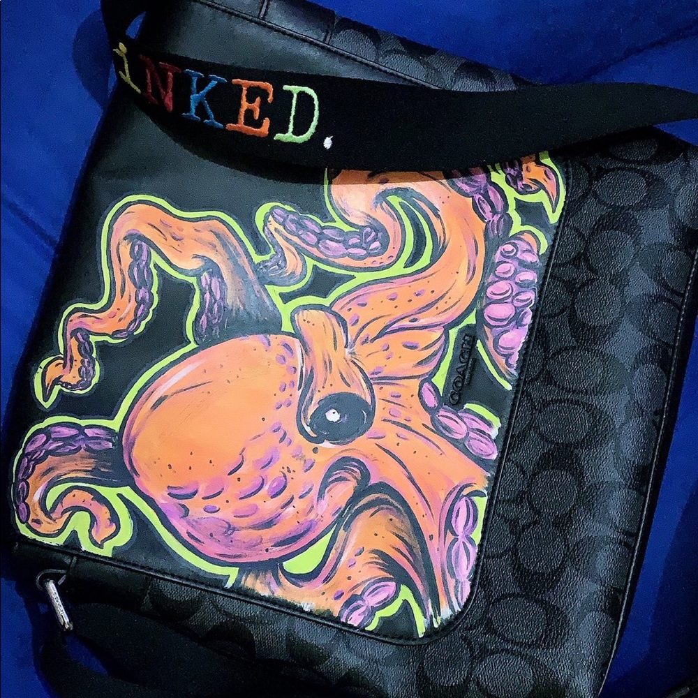 Custom Painted Coach Messenger Bag